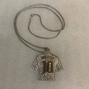 Lionel Messi #10 Titanium Stainless Steel Silver Crystals Pendant Necklace